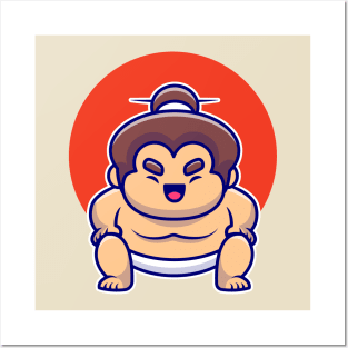 Male Sumo Wrestler Cartoon Posters and Art